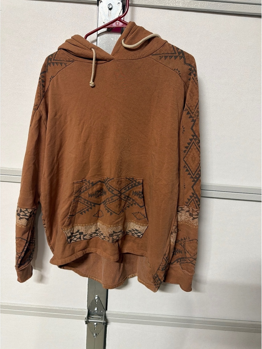 BKE Browns Aztec Patterned Hoodie Sweatshirt Size Large
